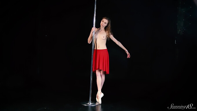 Brunögd Skönhet Annet Utför En Sensuell Poledance