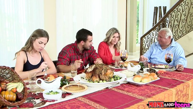 Family Dinner Turns Into Steamy Encounter - Stepmom And Teen Sex