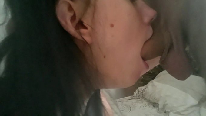 Beautiful Brunette Blowjob With Cum Swallow