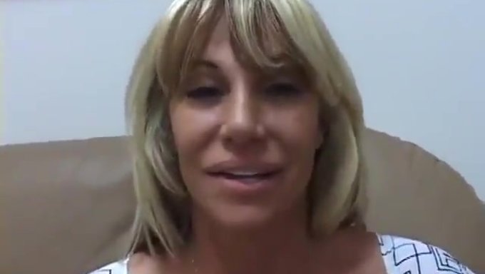 Busty Blonde Milf In Fishnets Teases With Her Big Boobs