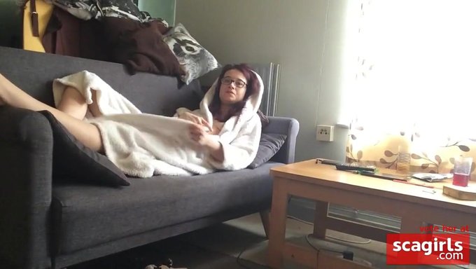 A British Babe In A Bathrobe Receives A Big Load In The Morning