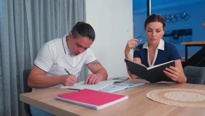 A Student'S Naughty Act Is Discovered By His Attractive Teacher