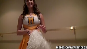 Holly, The Hot Cheerleader, Shows Off Her Skills